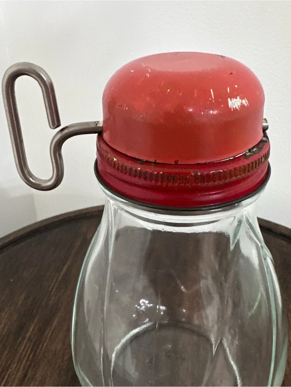 Vintage Federal Tool Corp Nut Chopper Red Metal Lid Grinder Glass Jar 1940s